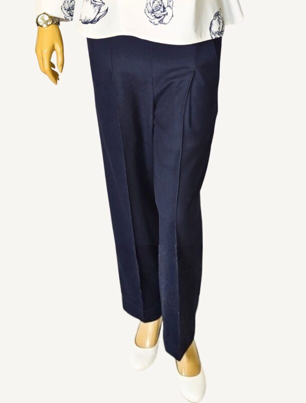 Navy Wide-Leg Slacks
