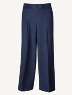 Navy Wide-Leg Slacks