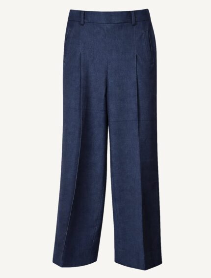 Navy Wide-Leg Slacks