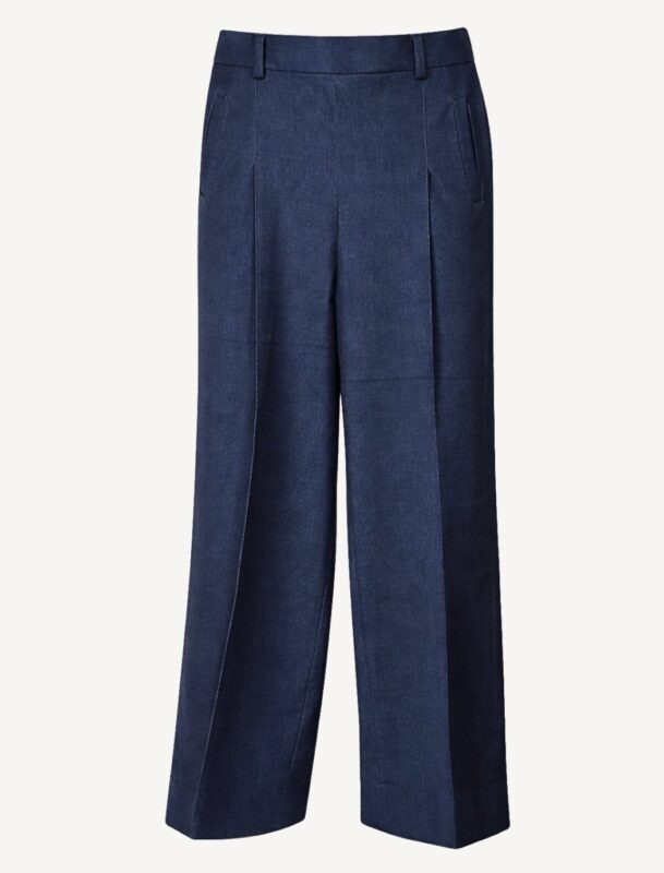 Navy Wide-Leg Slacks